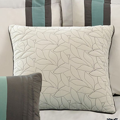 8 Piece Queen Polyester Comforter Set with Floral Embroidery, Multicolor - View 4