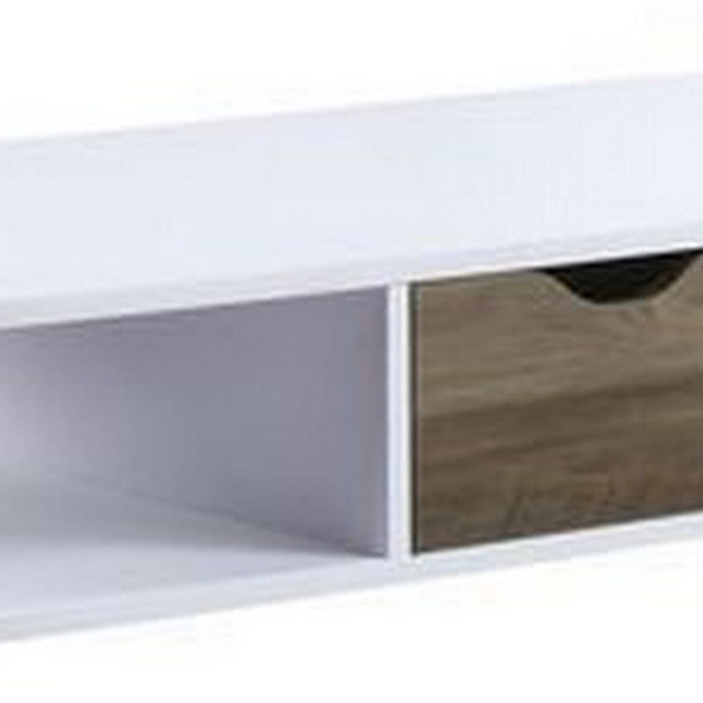 Coffee Table with Melamine Paper Veneer Top and 1 Drawer, White - View 4