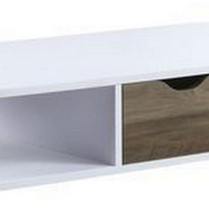 Coffee Table with Melamine Paper Veneer Top and 1 Drawer, White - View 4