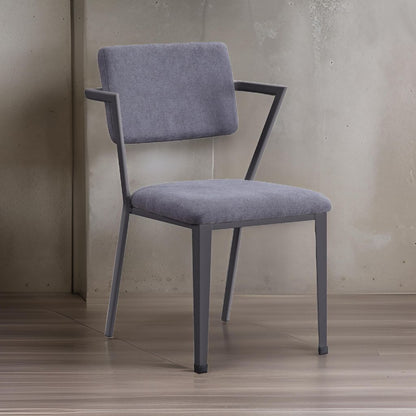 Metal Chair with Fabric Upholstered Seat and Back, Gray - View 7