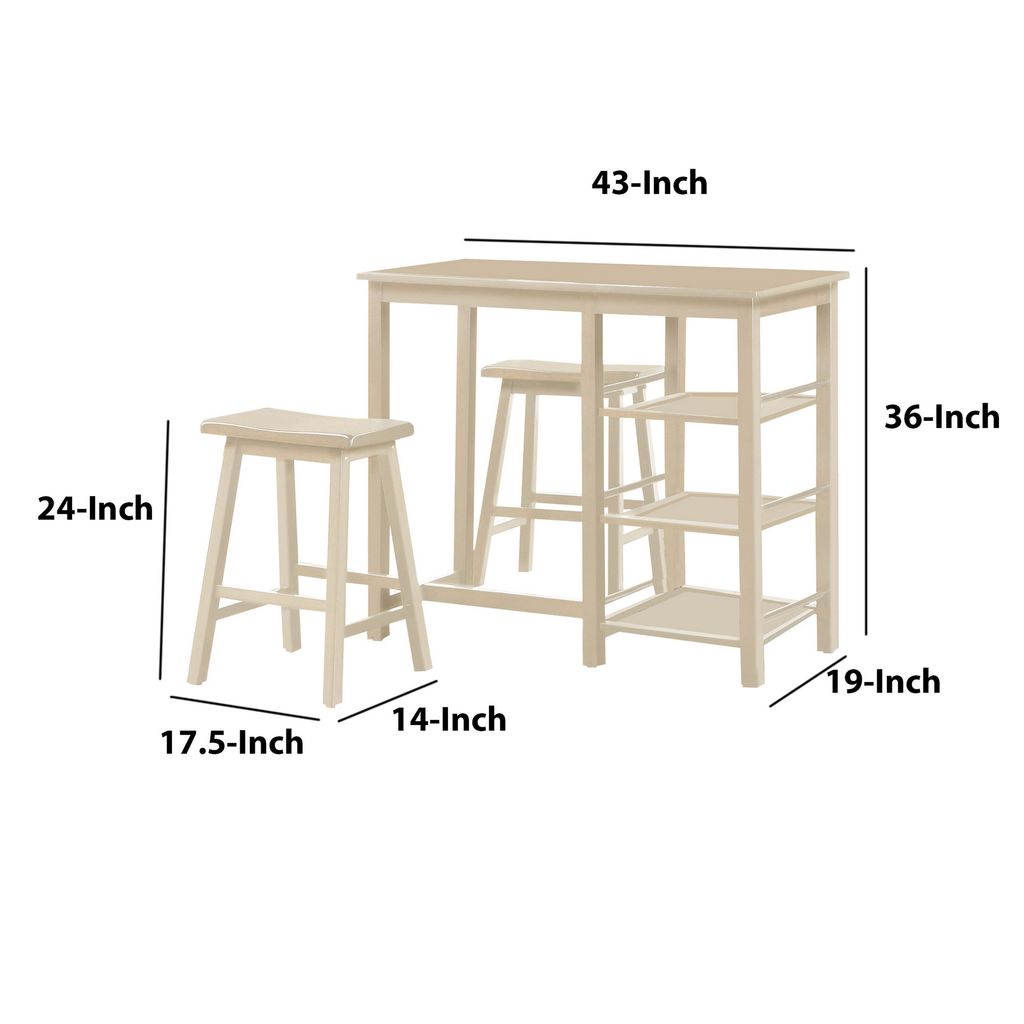 Spacious Counter Height Set, Off White, 3 Piece Pack - View 6