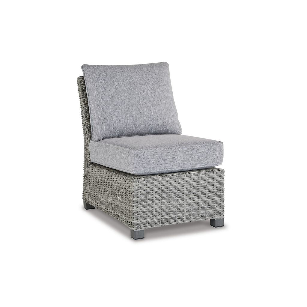 24 Inch Outdoor Accent Chair, Gray Cushions and All Weather Resin Wicker