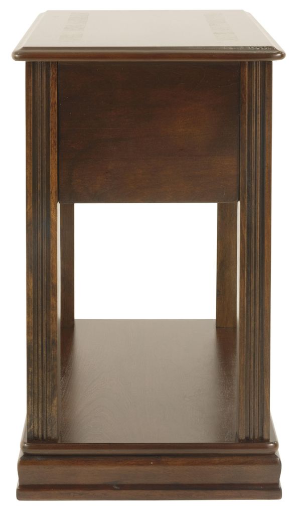 Chair Side End Table with 1 Drawer and Open Bottom Shelf, Brown - View 3