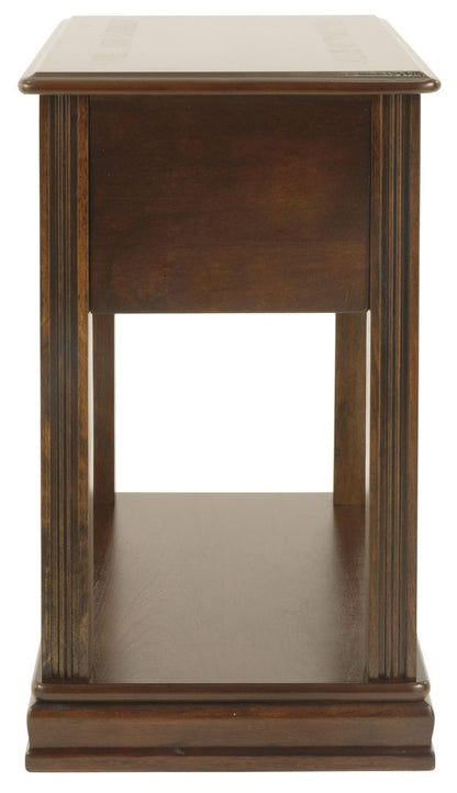 Chair Side End Table with 1 Drawer and Open Bottom Shelf, Brown - View 3
