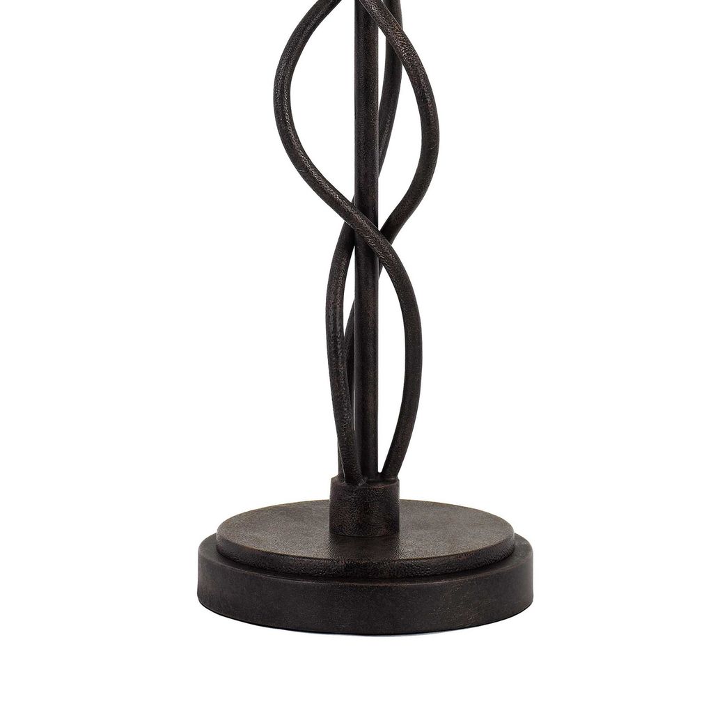 Round Fabric Shade Table Lamp, Metal Spiral Base, White, Textured Bronze - View 4