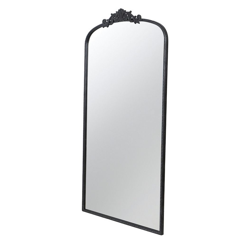 Kea 66 Inch Wall Mirror, Black Curved Metal Frame, Ornate Baroque Design - View 2