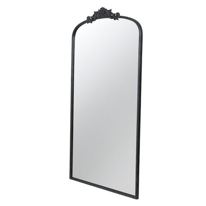 Kea 66 Inch Wall Mirror, Black Curved Metal Frame, Ornate Baroque Design - View 2