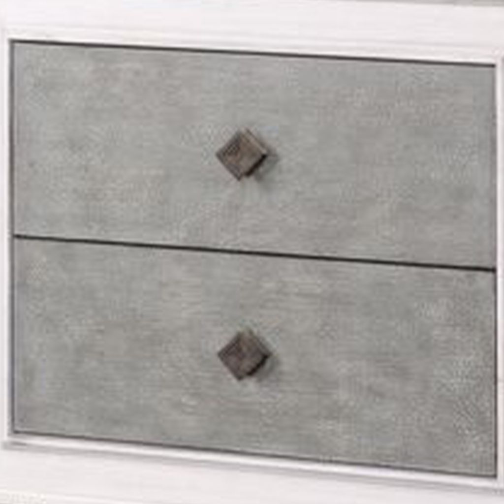 Nightstand with 2 Drawers and Diamond Handle, Gray - View 5