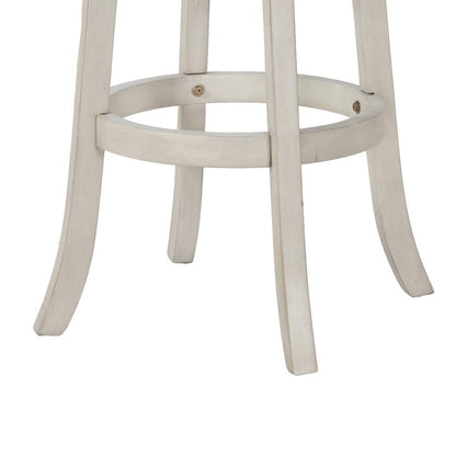 Curved X Shaped Back Swivel Barstool with Fabric Padded Seating, Antique White - View 4