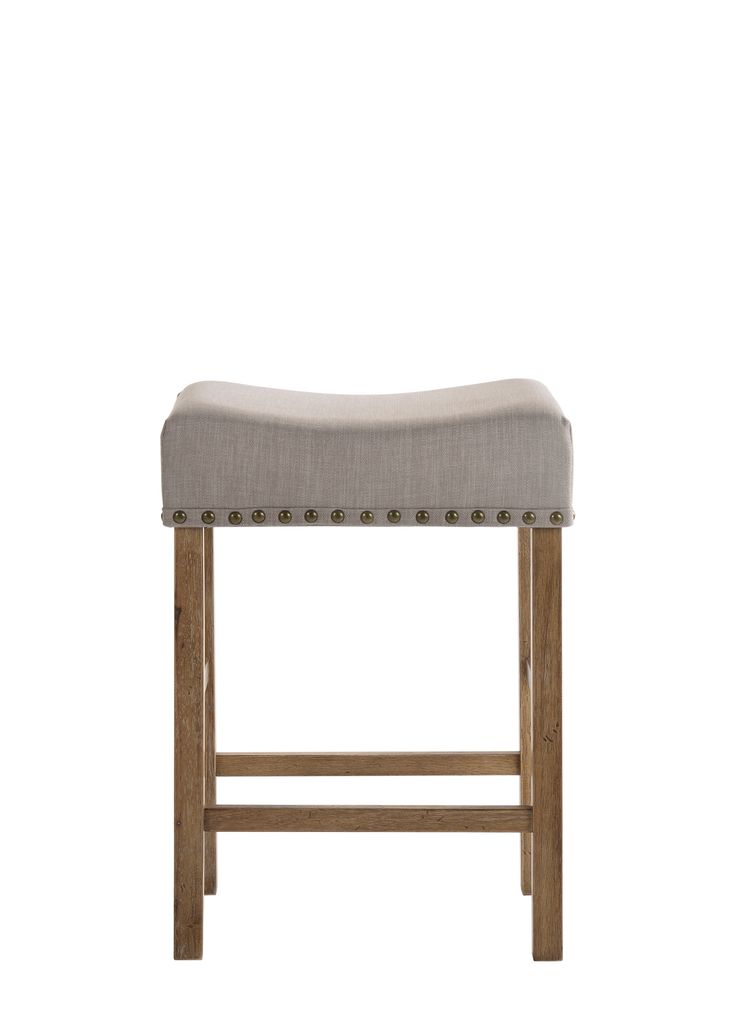 Fabric Upholstered Wooden Counter Height Stool,Set of 2,Brown and Gray - View 2