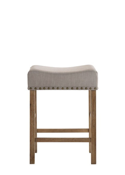 Fabric Upholstered Wooden Counter Height Stool,Set of 2,Brown and Gray - View 2