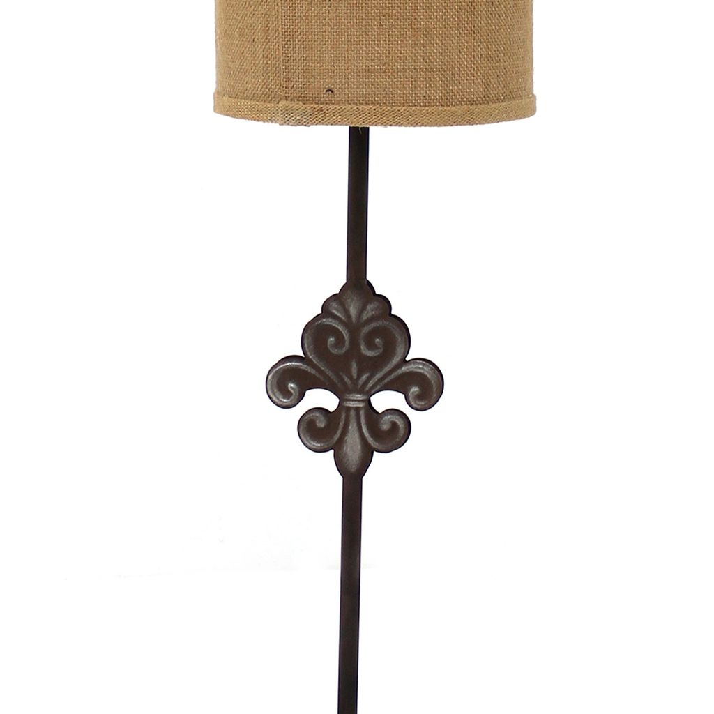 Metal Table Lamp Set of 2 with Cylindrical Drum Shade and Fleur De Lis Accent,Black - View 3