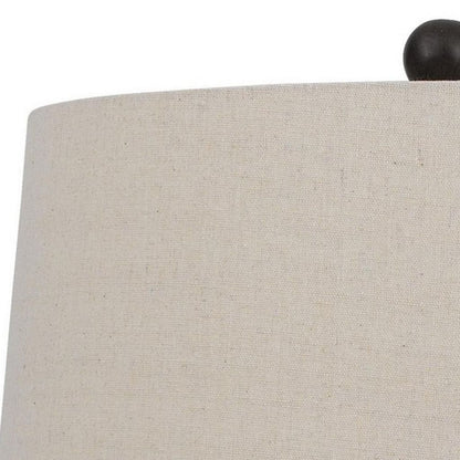 29 Inch Classic Table Lamp, Textured Lined Body, Ceramic, Charcoal Black - View 2