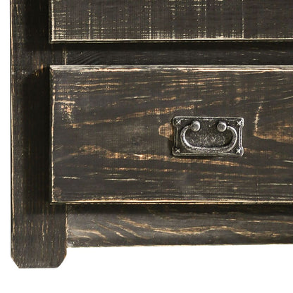 Plank Design 2 Drawer Wooden Nightstand with Bail Pulls, Black - View 4