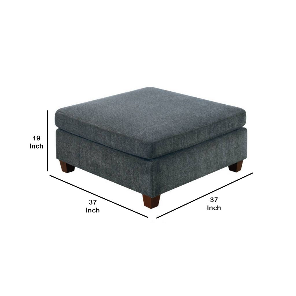 37 Inches Fabric Upholstered Wooden Ottoman, Gray - View 5