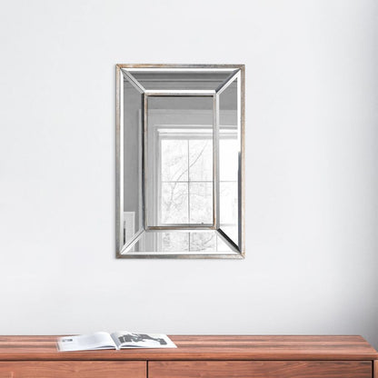 Toby 12 x 18 Inch Wall Mount Accent Mirror, Antique Silver Wood Frame - View 6