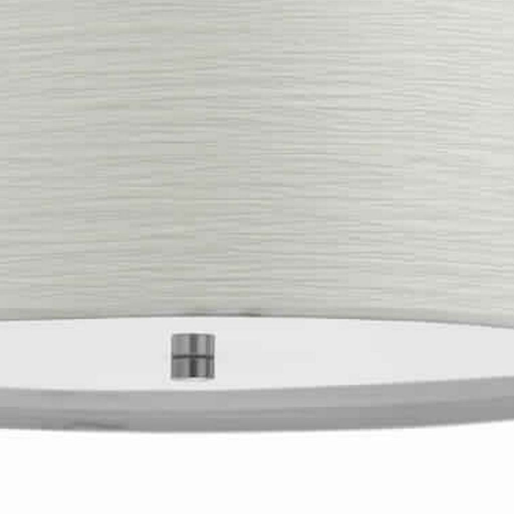 Drum Style Pendant Fixture with Fabric Shade and Brushed Details, White - View 5