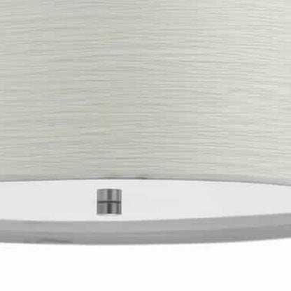 Drum Style Pendant Fixture with Fabric Shade and Brushed Details, White - View 5