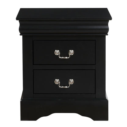 Traditional 2 Drawers wood Nightstand By Louis Philippe III, Black - View 3