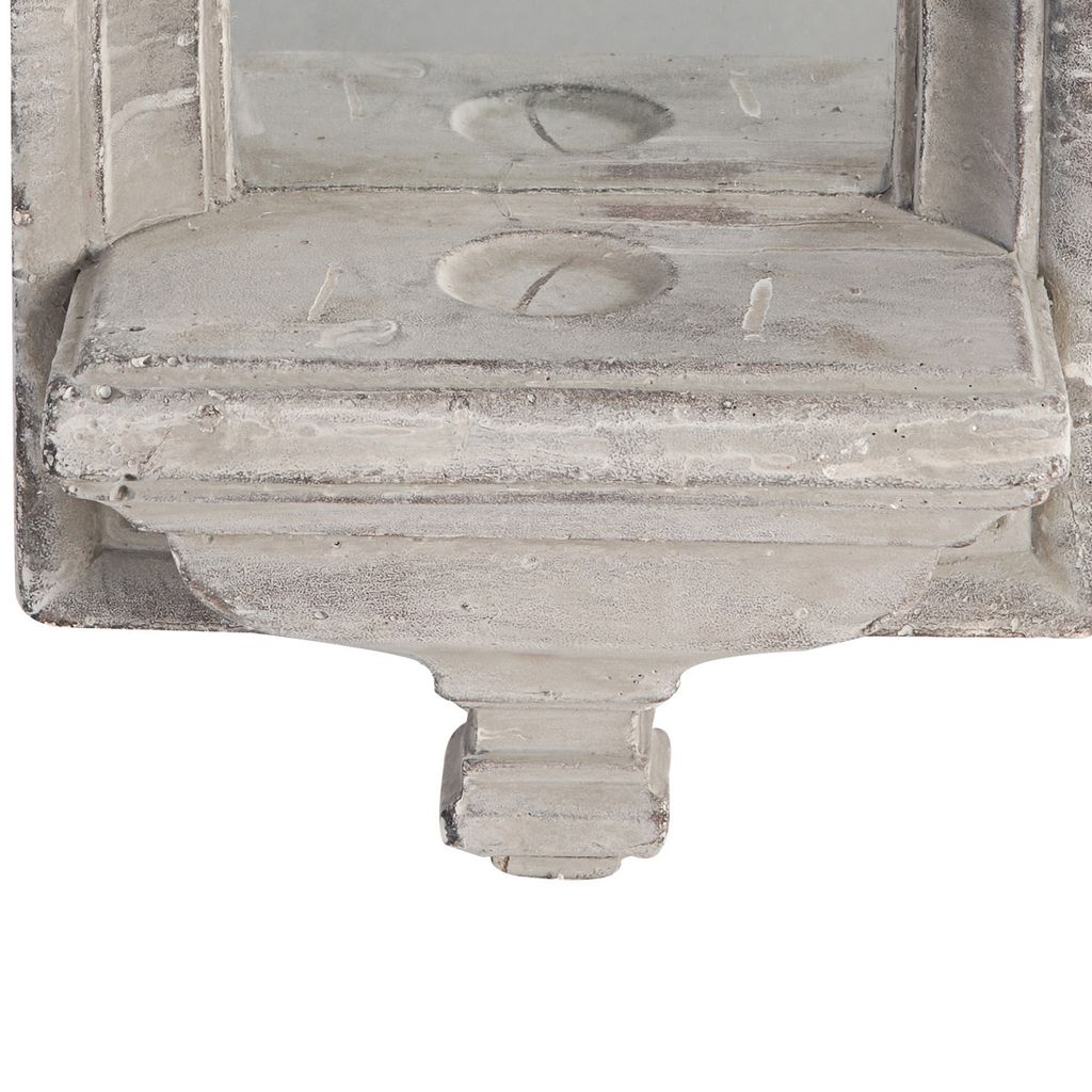 Cement Protected Decorative Wall Mirror, Washed White - View 4