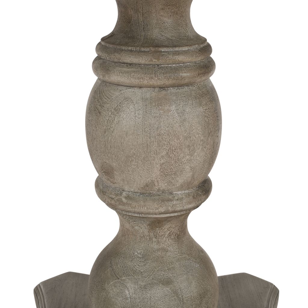 42 Inch Handcrafted Mango Wood Dining Table, Pedestal Base, Round Molded Top, Washed White, Gray - View 6