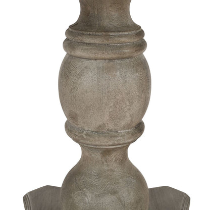 42 Inch Handcrafted Mango Wood Dining Table, Pedestal Base, Round Molded Top, Washed White, Gray - View 6