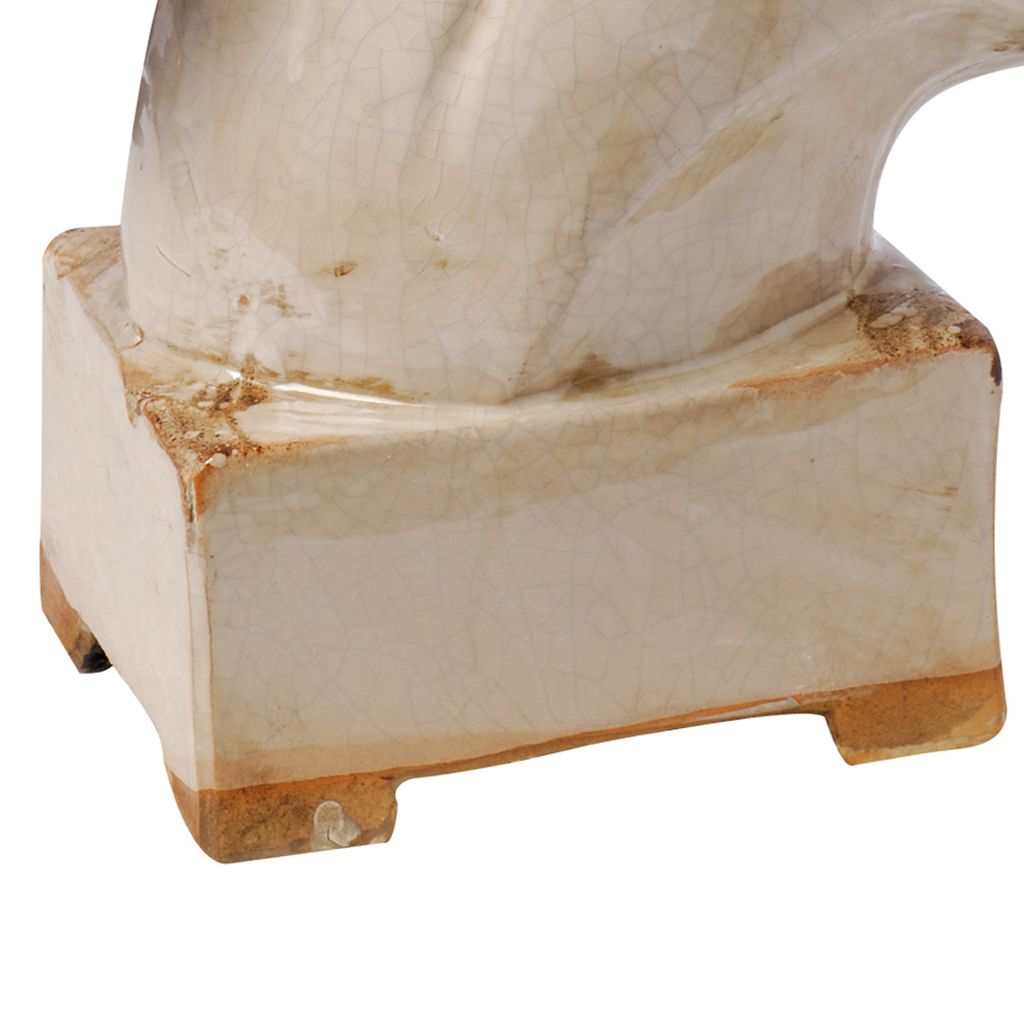 Transitional Style Ceramic Horse Head Decor Piece, Large, Beige - View 4