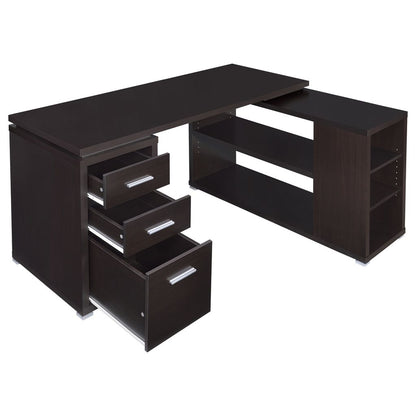 Contemporary Style Wooden Office Desk, Brown - View 4