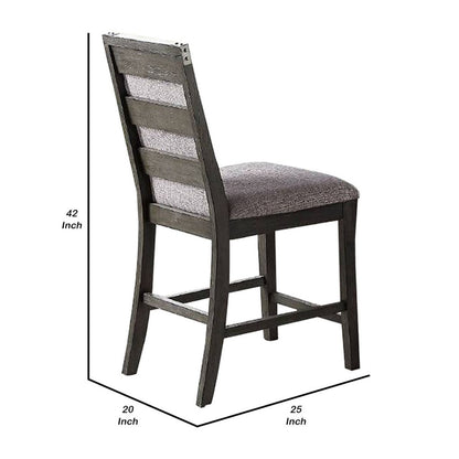 Wooden High Chairs with Upholstered Seat and Backrest, Set of 2, Gray - View 6