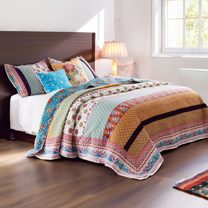 Sama 5 Piece Reversible Full Quilt Set, Floral Print Patterns, Multicolor - View 7