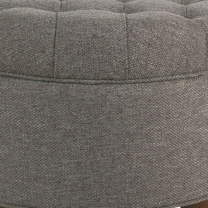 Fabric Upholstered Wooden Ottoman with Tufted Lift Off Lid Storage, Dark Gray - View 5