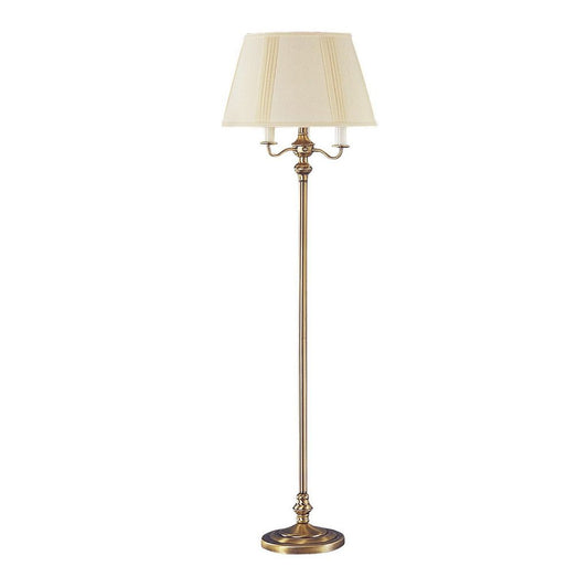 150 Watt 6 Way Metal Floor Lamp with Fabric Tapered Shade, Gold