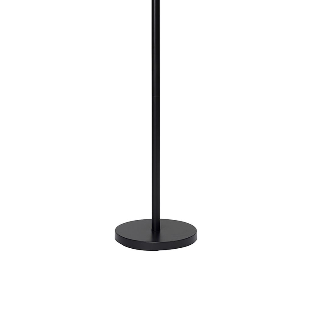 Floor Lamp with Drum Shade and Pull Chain, White and Black - View 5
