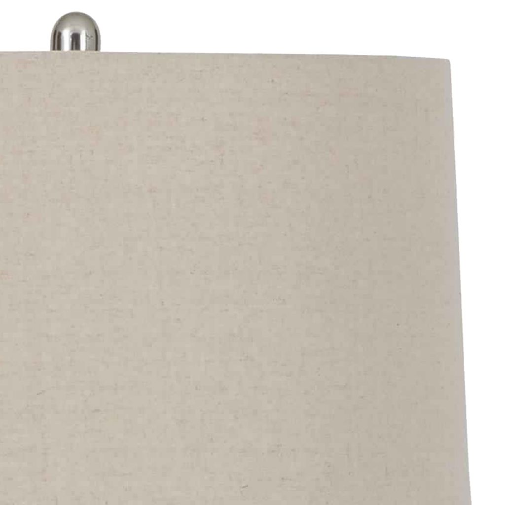 Textured Ceramic Frame Table Lamp with Fabric Shade, Beige and White - View 2