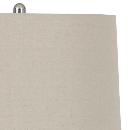 Textured Ceramic Frame Table Lamp with Fabric Shade, Beige and White - View 2