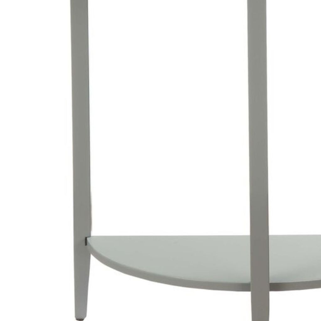 Wooden Half Moon Shaped Console Table with One Open Bottom Shelf, Gray - View 5