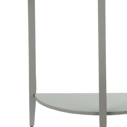 Wooden Half Moon Shaped Console Table with One Open Bottom Shelf, Gray - View 5