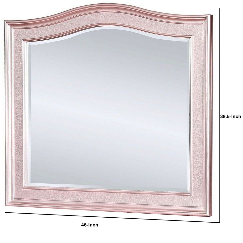 46 Inch Contemporary Style Wooden Frame Mirror, Rose Pink - View 5