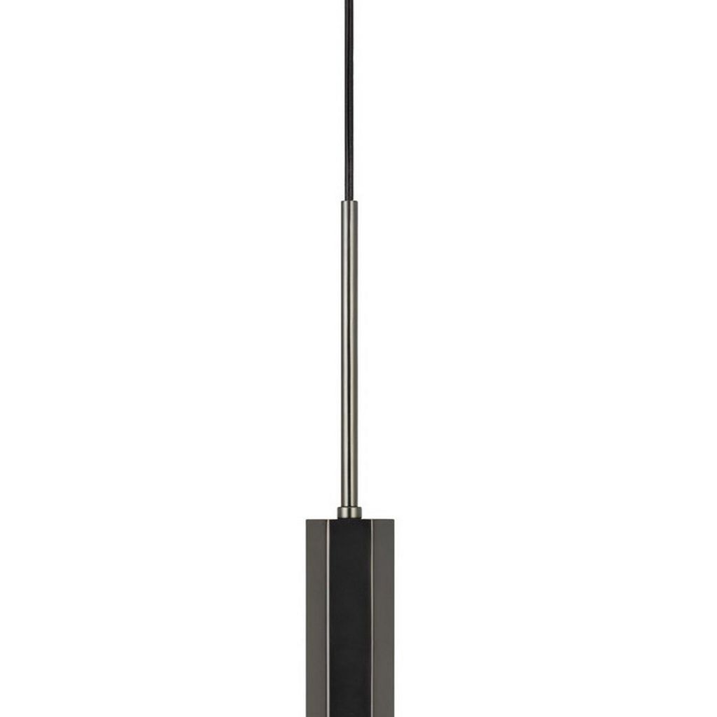 Hexagonal Metal Frame Single LED Light Pendant with Glass Diffuser, Black - View 3