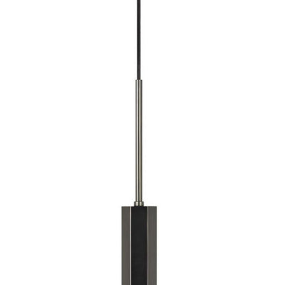 Hexagonal Metal Frame Single LED Light Pendant with Glass Diffuser, Black - View 3