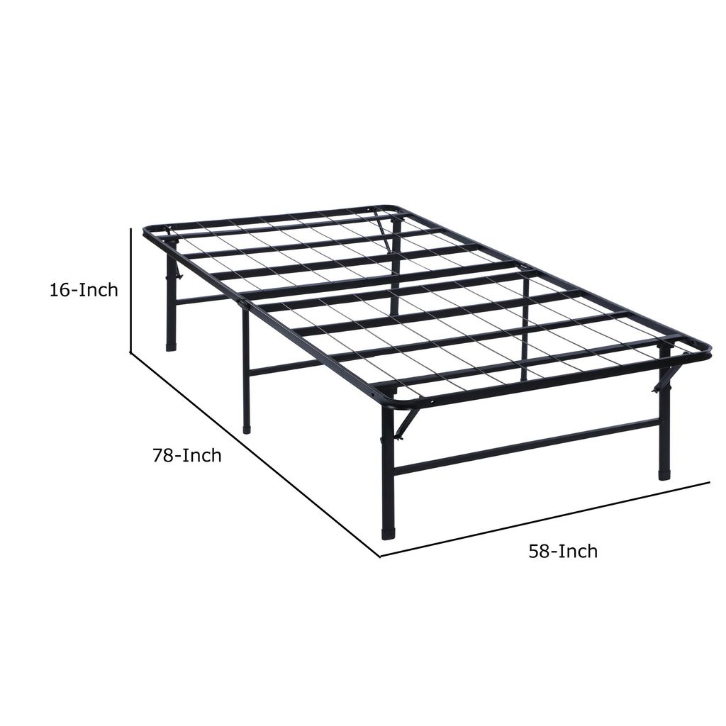 Folding Bed Frame Queen, Heavy Gauge Steel Metal, Underbed Space, Black - View 6