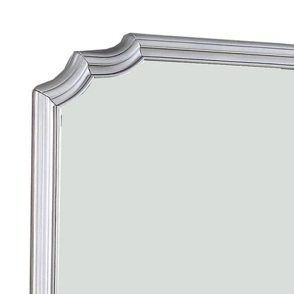 Mirror with Scooped Corner and Molded Detail, Silver - View 3