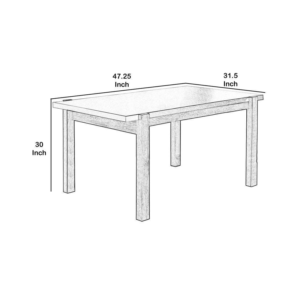 Rectangular Wooden Dining Table with Straight Legs, White and Brown - View 5