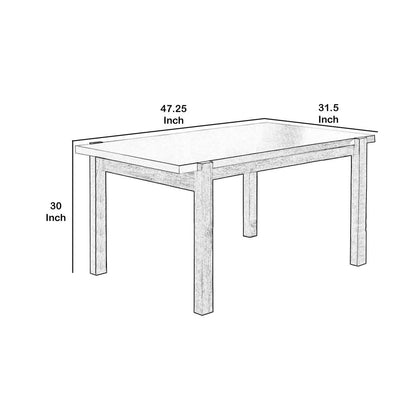 Rectangular Wooden Dining Table with Straight Legs, White and Brown - View 5