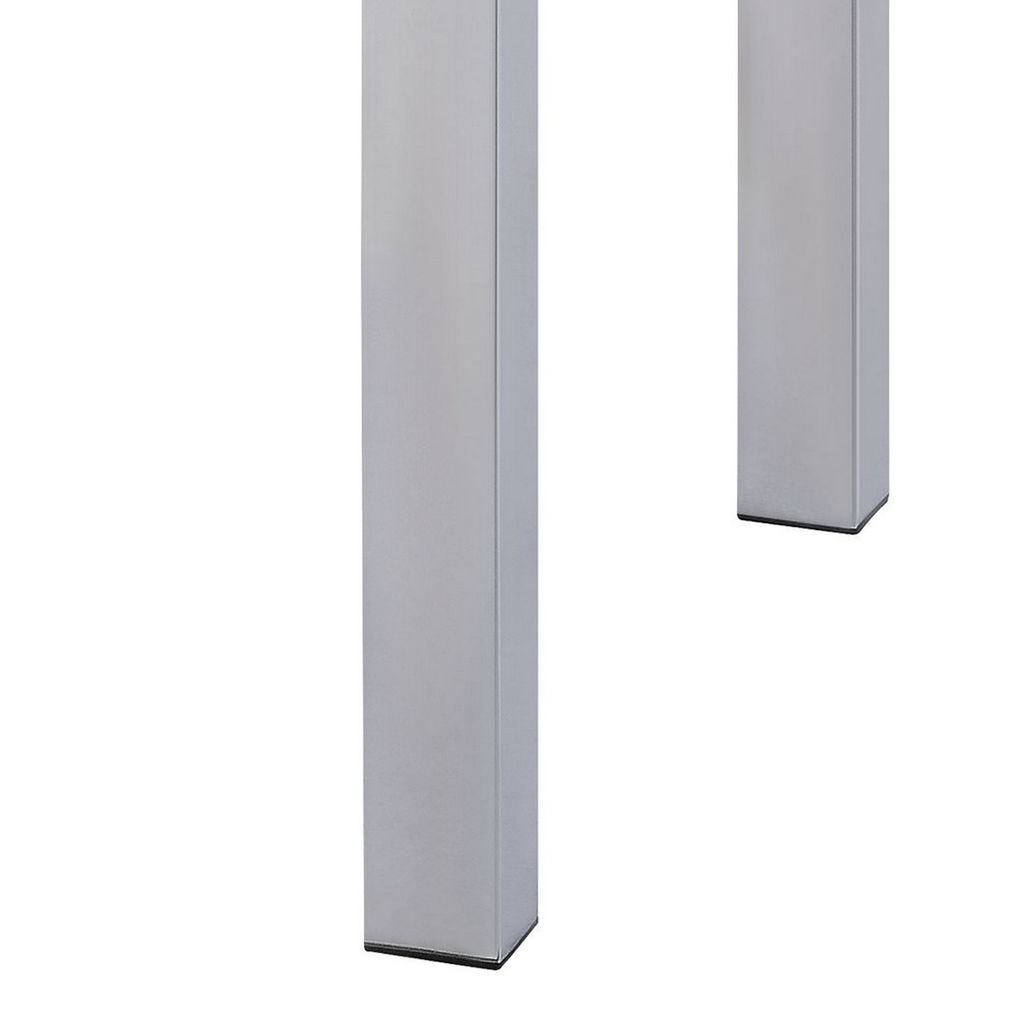 Square Wooden End Table with Straight Metal Legs, White and Chrome - View 4