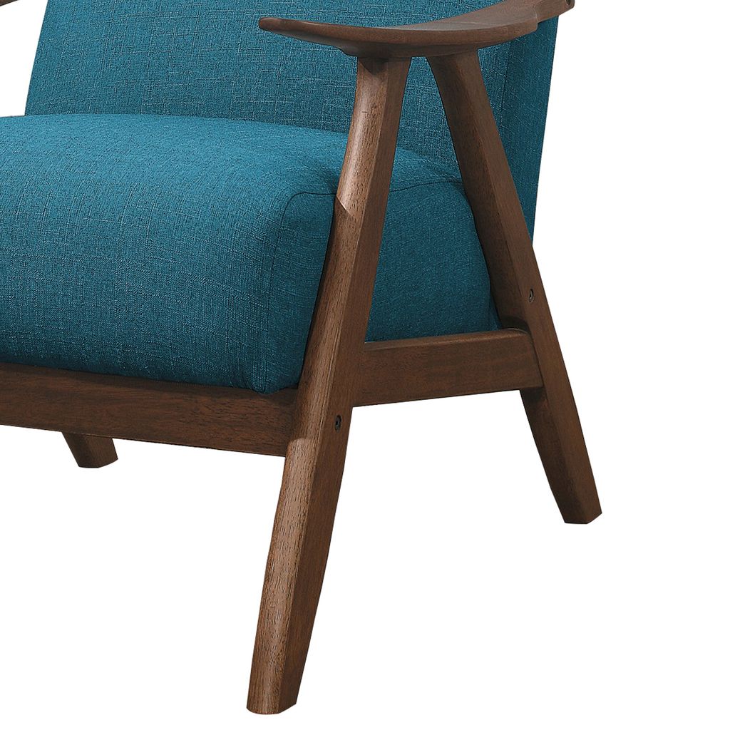 Fabric Upholstered Accent Chair with Curved Armrests, Blue - View 4