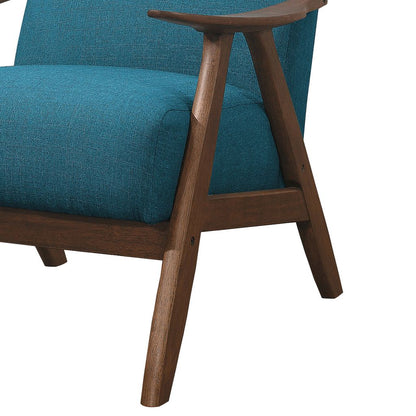 Fabric Upholstered Accent Chair with Curved Armrests, Blue - View 4
