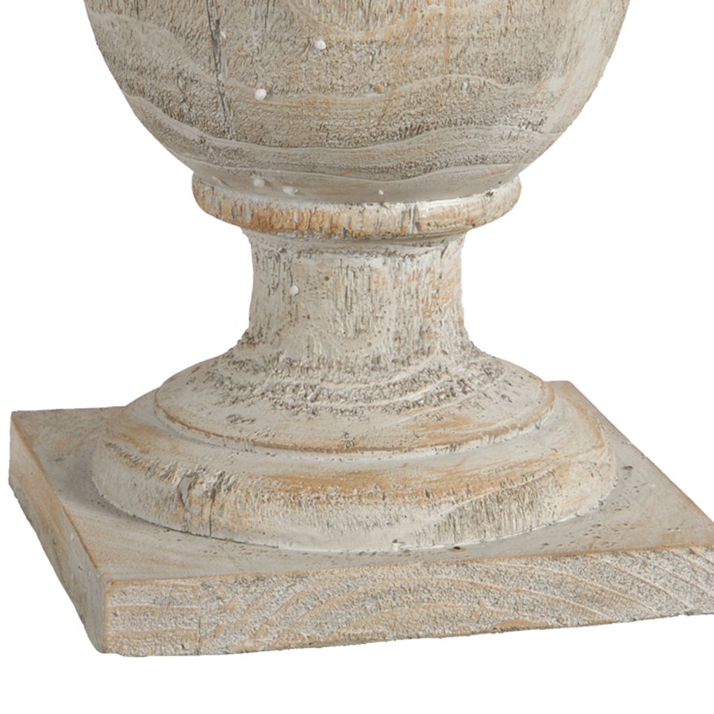 22 Inch Classical Accent Decor Statuette, Turned Finial Design, Off White - View 4
