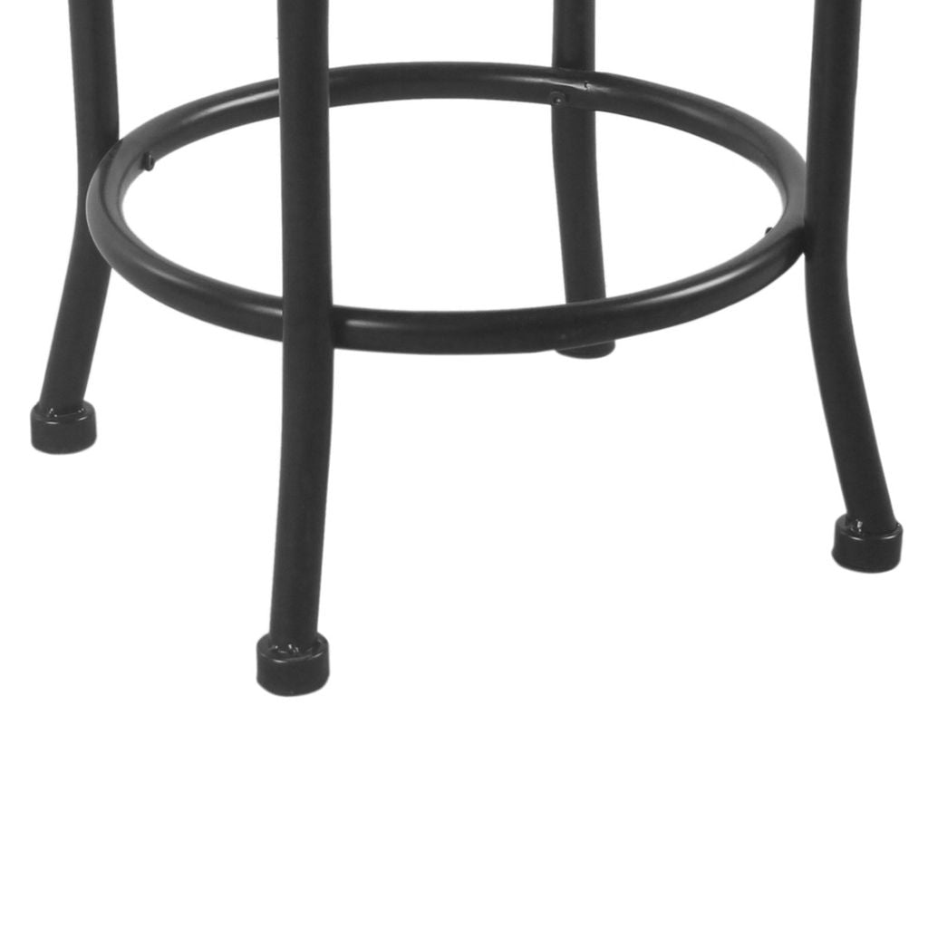 Metal Counter Stool with Swivelling Fabric Padded Seat, Gray and Black - View 5