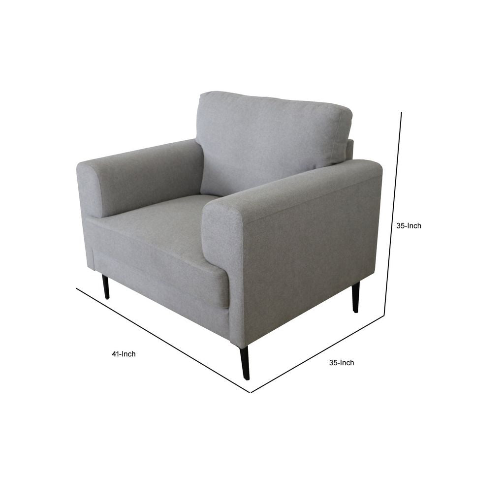 Chair with Fabric Upholstery and Sleek Metal Legs, Gray - View 6